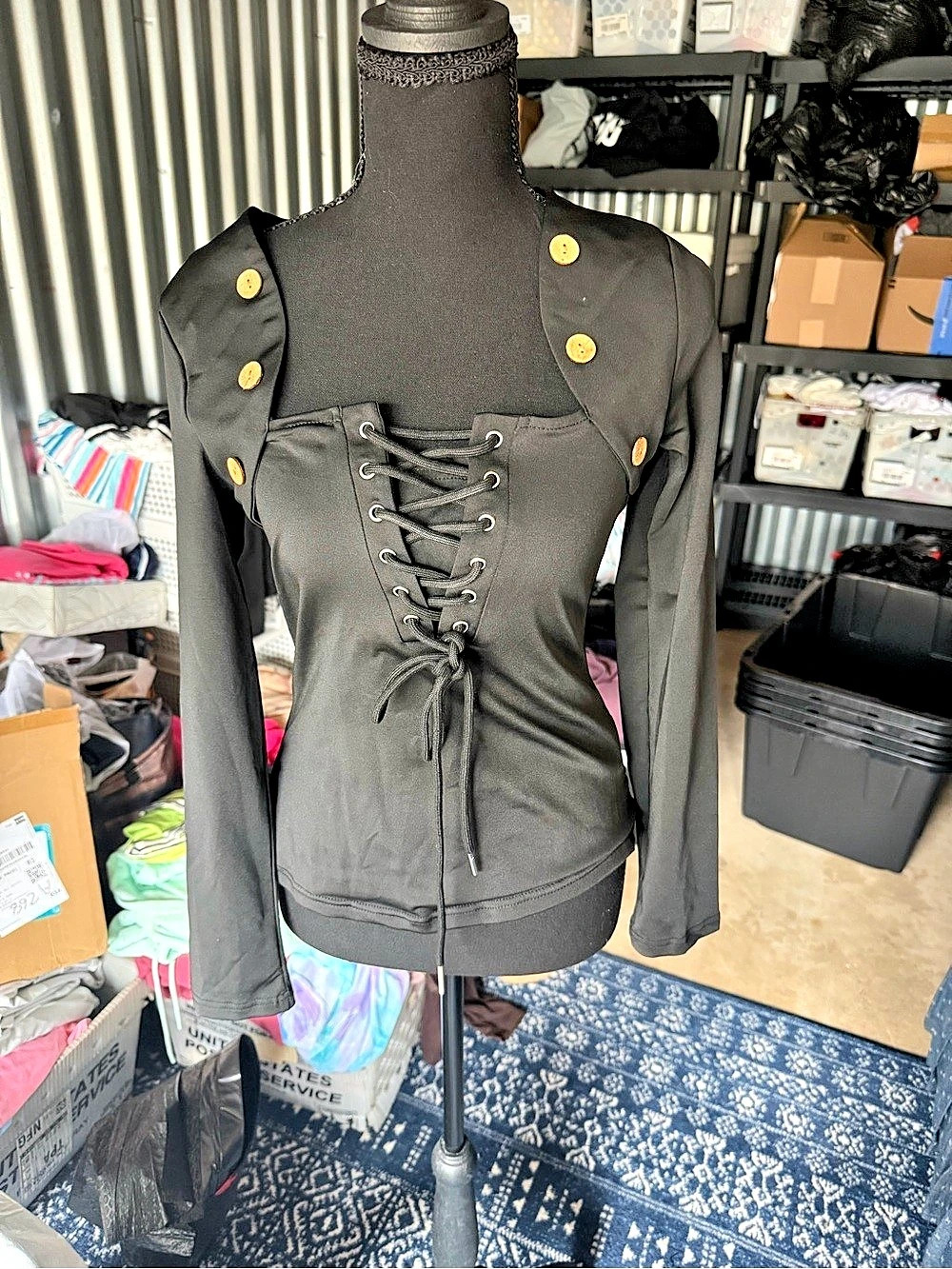 Black Lace-Up Jacket Size Medium Like New